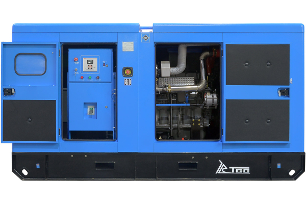 Дизельный генератор ТСС ЭД-150-Т400 с АВР в шумозащитном кожухе на прицепе 025140 2-х тактный фото