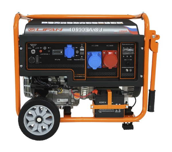 Бензиновый генератор Lifan 10500EA-3U с датчиком моточасов (с мощн без огранич при 1-но и 3-х фазном режиме) передвижной Бензиновый генератор Lifan 10500EA-3U с датчиком моточасов (с мощн без огранич при 1-но и 3-х фазном режиме) передвижной фото