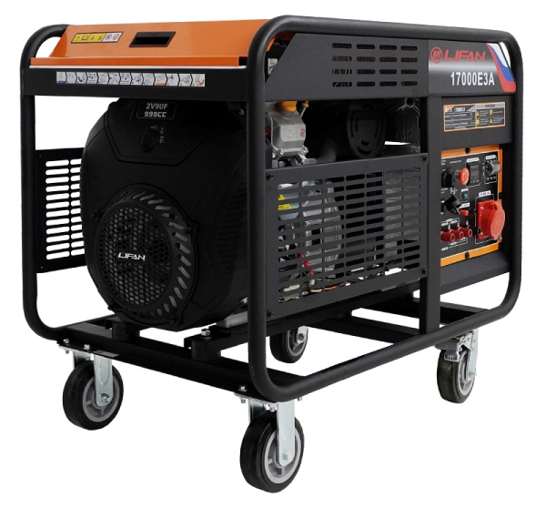 Бензиновый генератор Lifan 17000E3A передвижной фото